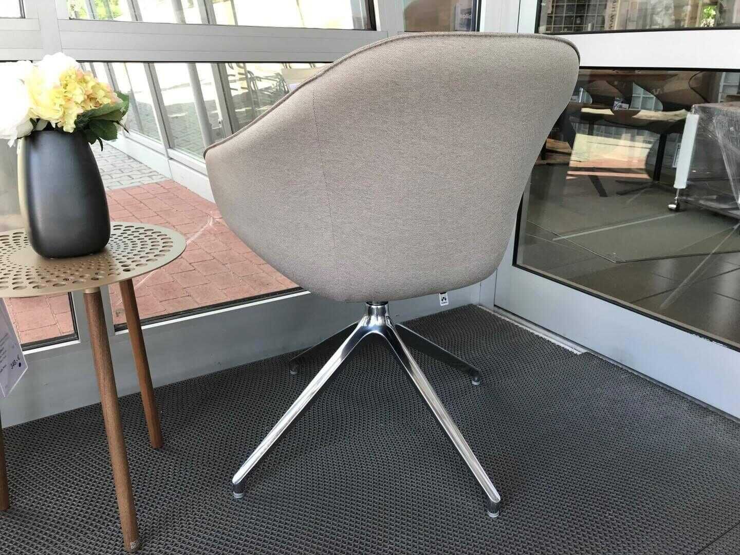 Hülsta - 2er-Set Stuhl S 700 Stoff 4204 Braunbeige Gestell Alu Glänzend - 3