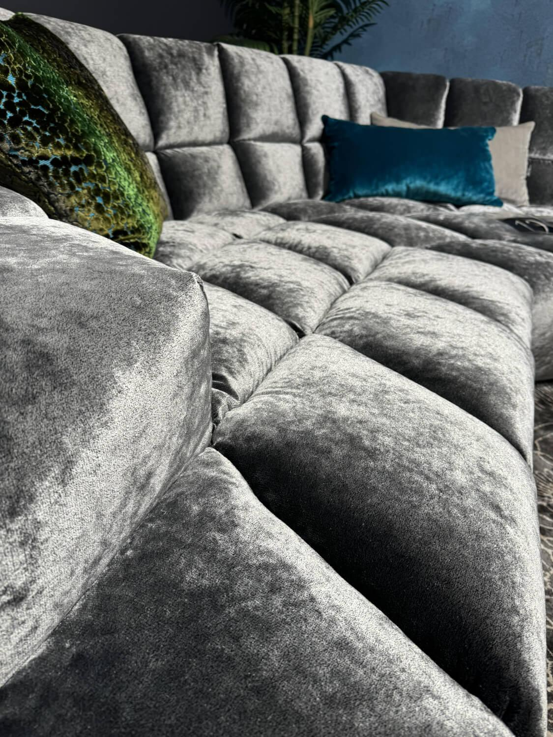 Bretz - Büromöbel Sitzgarnitur Cloud 7 Stoff Velvet Silberschimmer Grau mit 5 Kissen - 3
