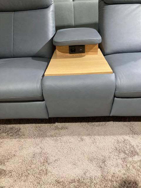 Natura - Sofa Fresno Zweisitzer Leder Mercury Blau Grau mit motorischer Verstellung - 2