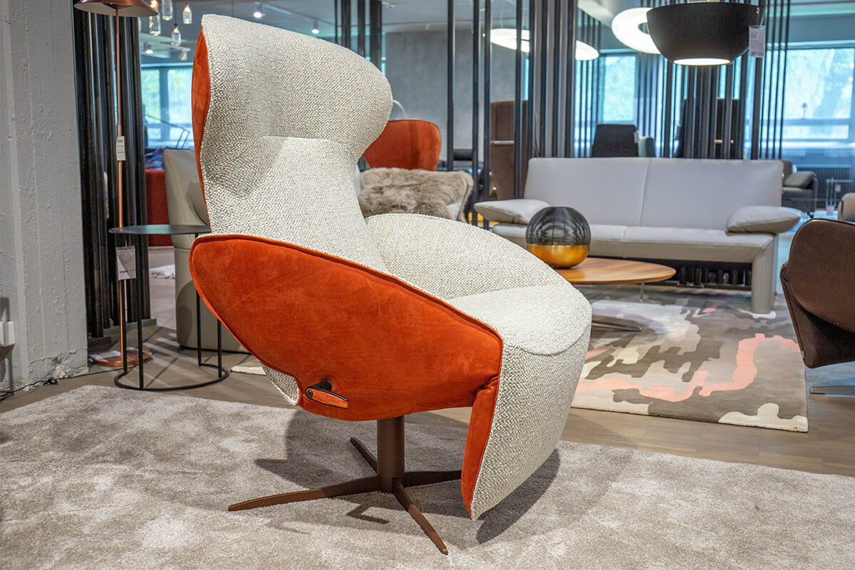 Jori - Relaxsessel Daydreamer Mono-Move Medi Innen Stoff Thuile C0001 Cremeweiß Außen Leder Nubuck Rosso Orange - 2