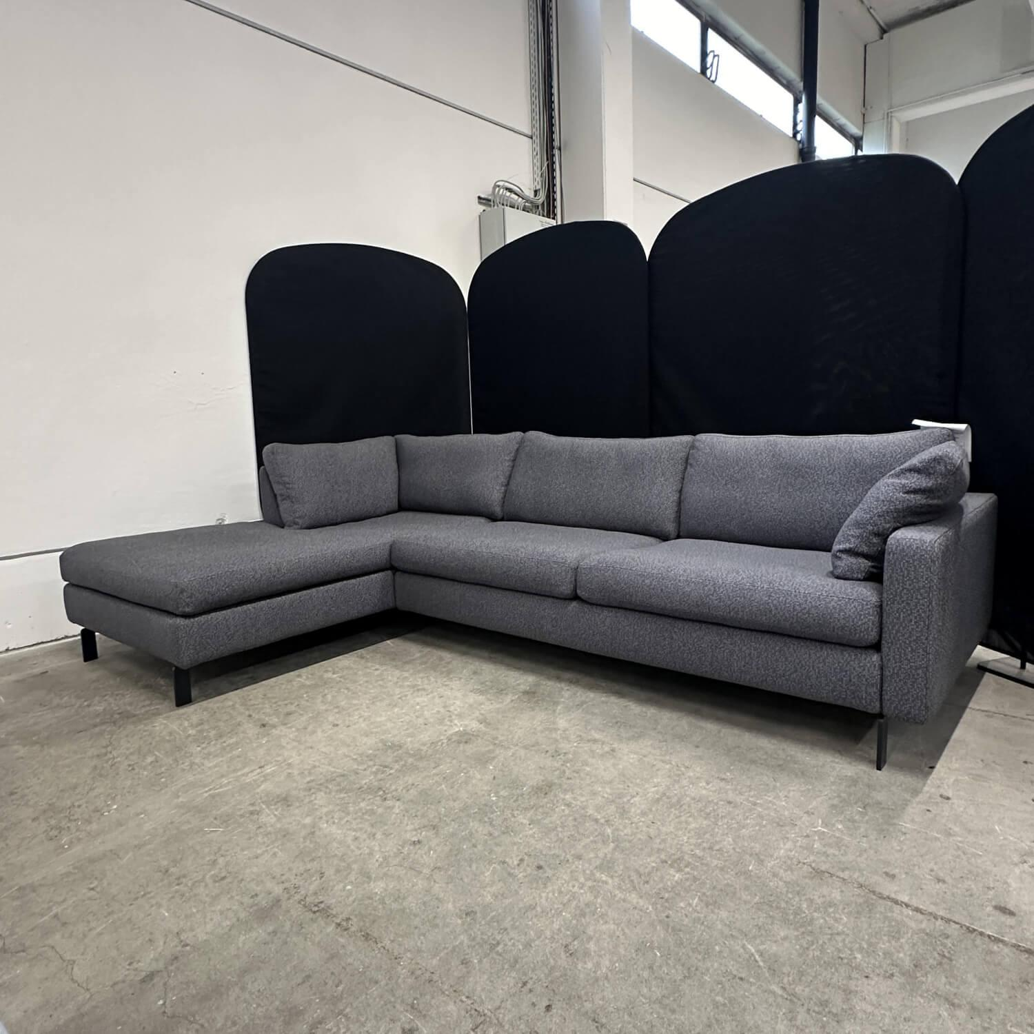 COR - Ecksofa Conseta Stoff 11028 Carbon Grau Schmalfüße Lack RAL 240 20 05 Nachtschattenblau Blau Inklusive Armlehnkissen - 5