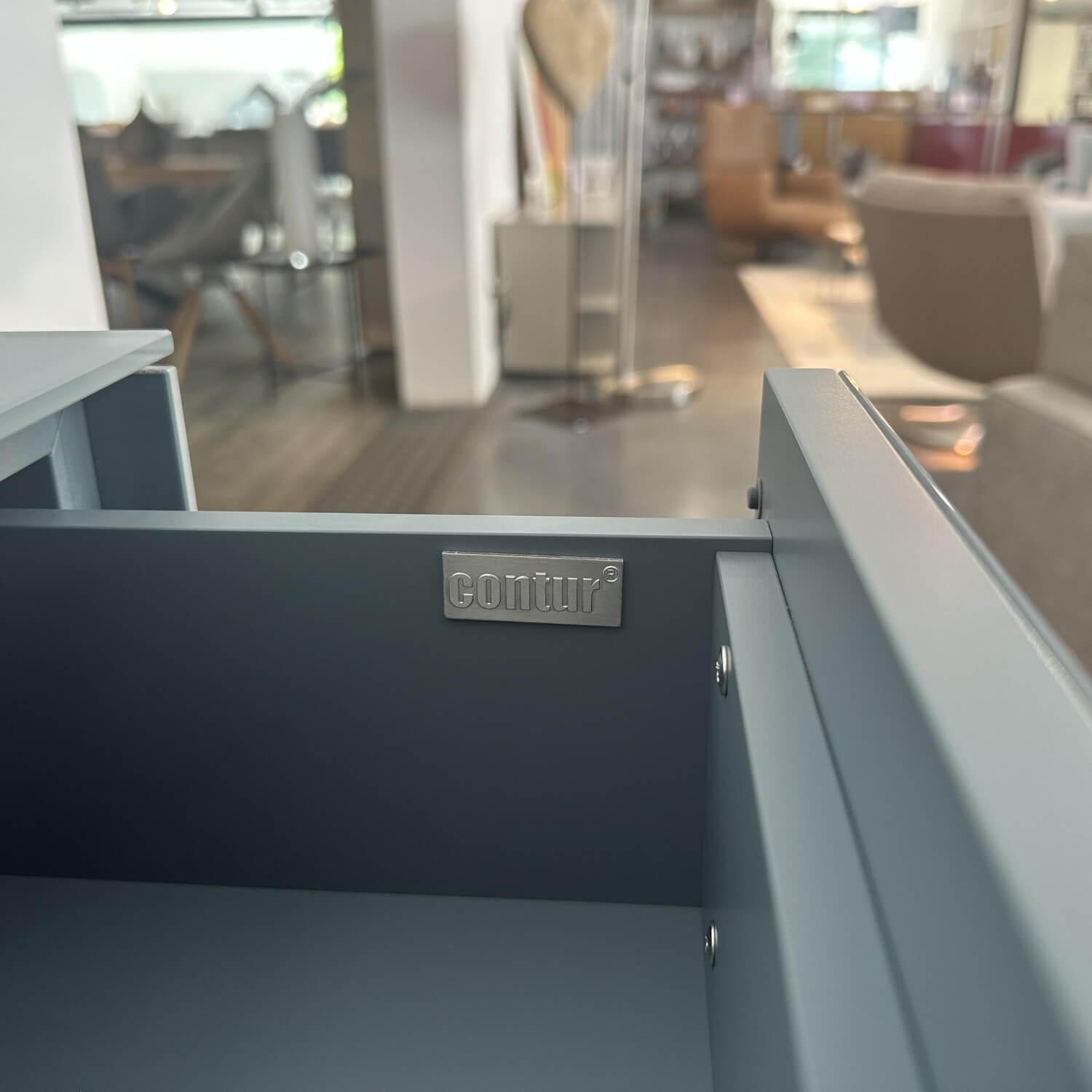 Contur - Sideboard 3900 Glattlack 498 Taubenblau Abdeckplatte Glas Gefrostet Inklusive 2 Wandboards - 6