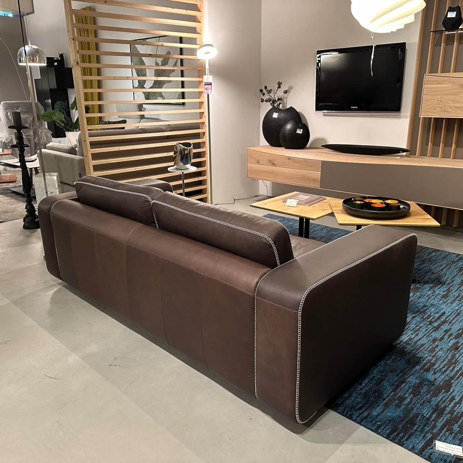Sitzwerk - Sofa Valentino Leder Gaucho 5 Chocolate Braun Füße Eiche Dunkel - 3