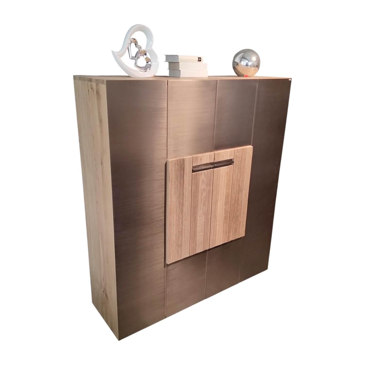 Voglauer - Highboard V-Galvino 128 Wildeiche Rustiko Schwarz Geölt Mit Galvanisch Veredelter Metalloberfläche - 1
