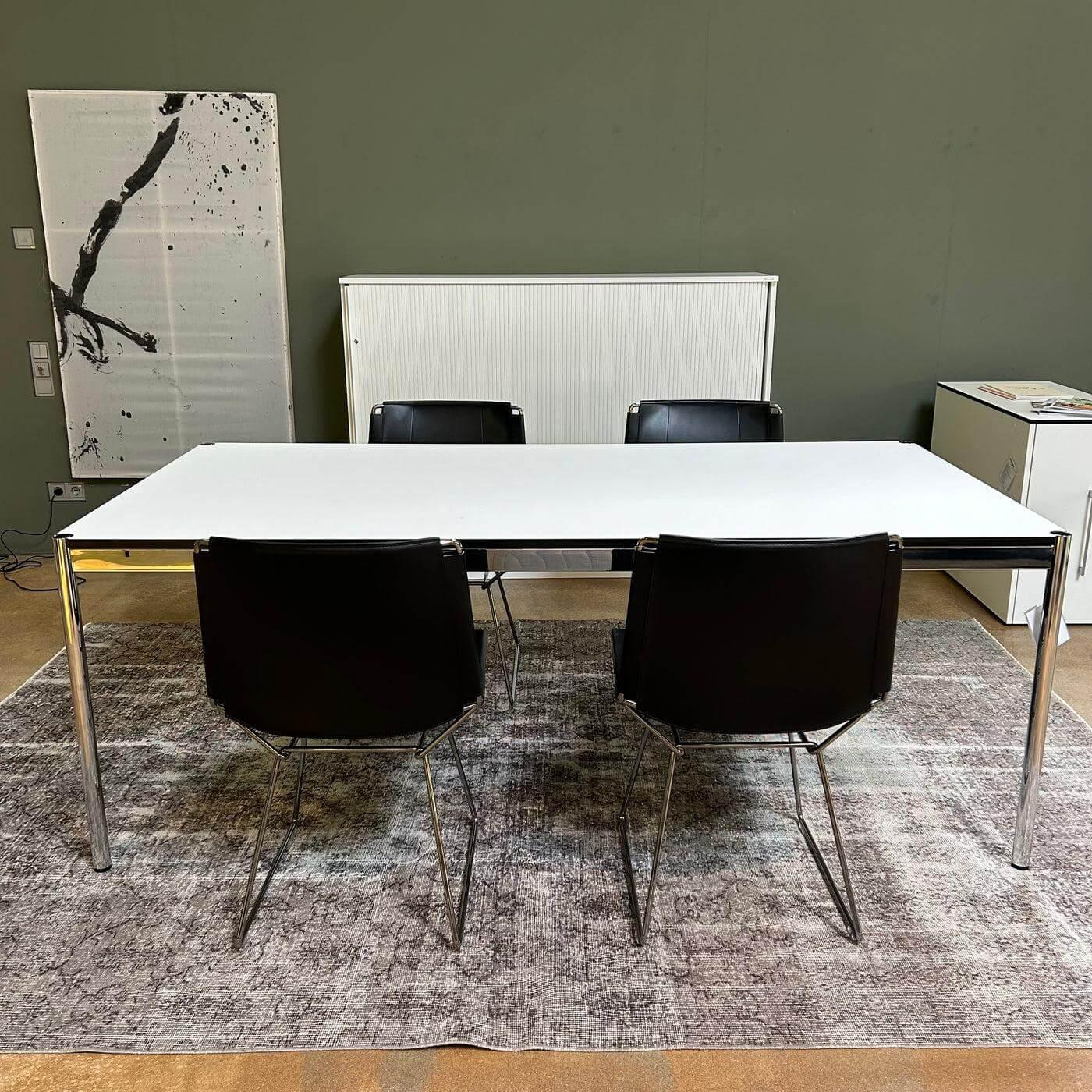 MDF Italia - 4er Set Stuhl Neil Leather And Stool Sattelleder Schwarz Gestell Chrom Schwarz - 4