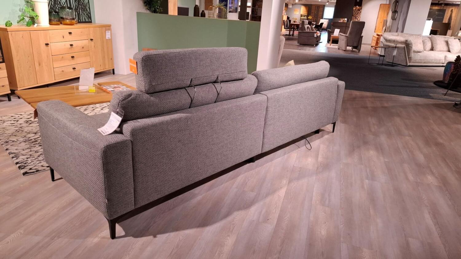Global - Ecksofa Oviedo Stoff Catona Grey Grau Füße Metall Schwarz Mit Motorischer Relaxfunktion - 2