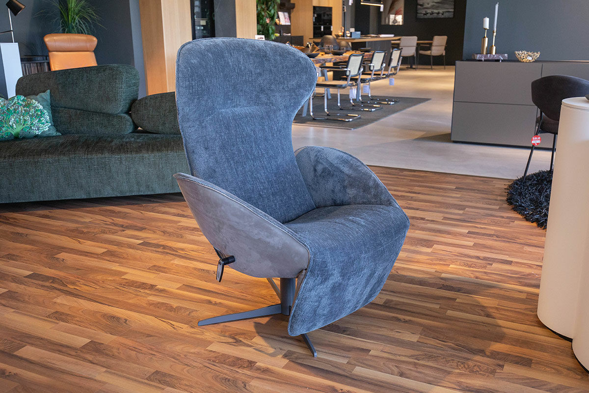 Jori - Relaxsessel Daydreamer Außen Leder Nubuk Grau Innen Stoff Mumble Grau - 7