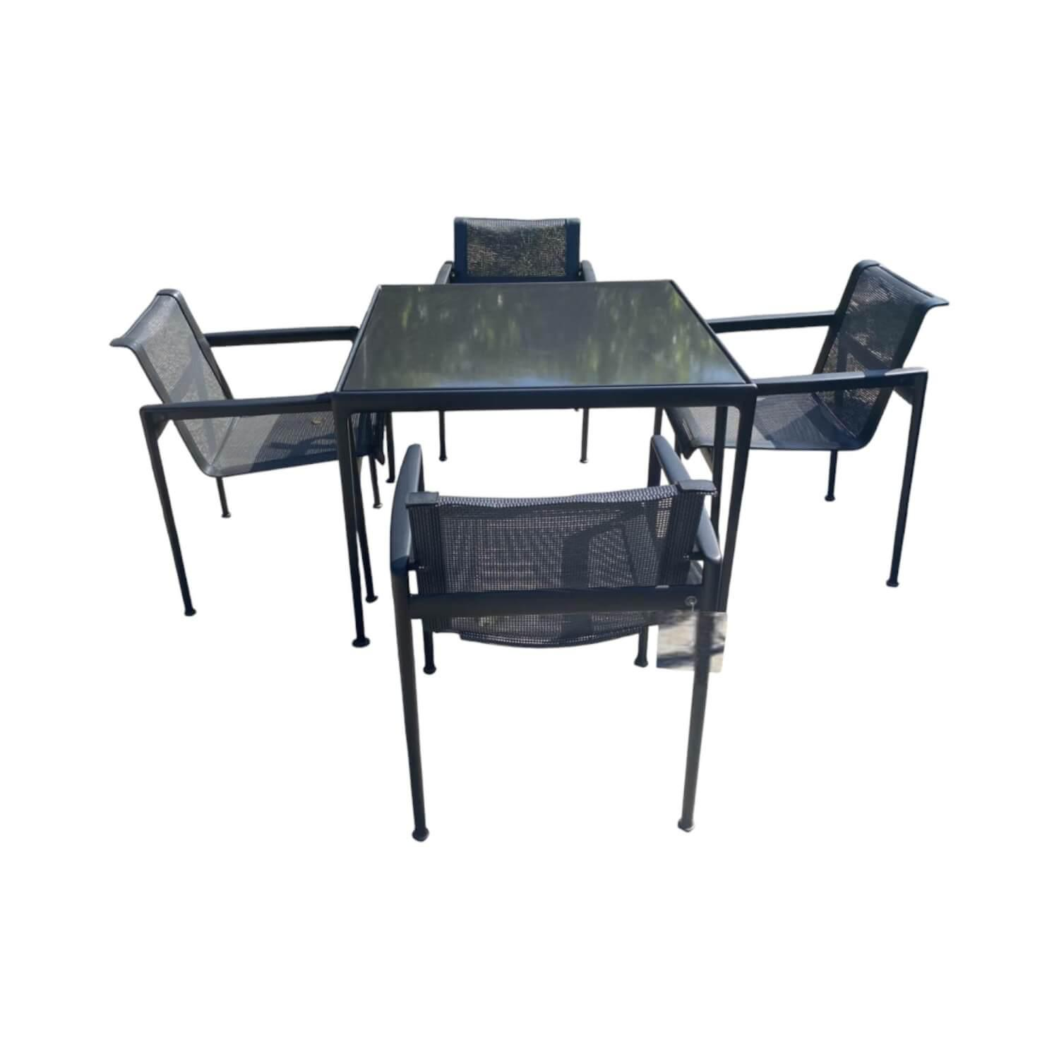 Knoll International - Gartensitzgruppe Richard Schultz Platte Emailiert Dunkel Bronze Und Netz Gestell Onyx Farbig Schwarz - 1