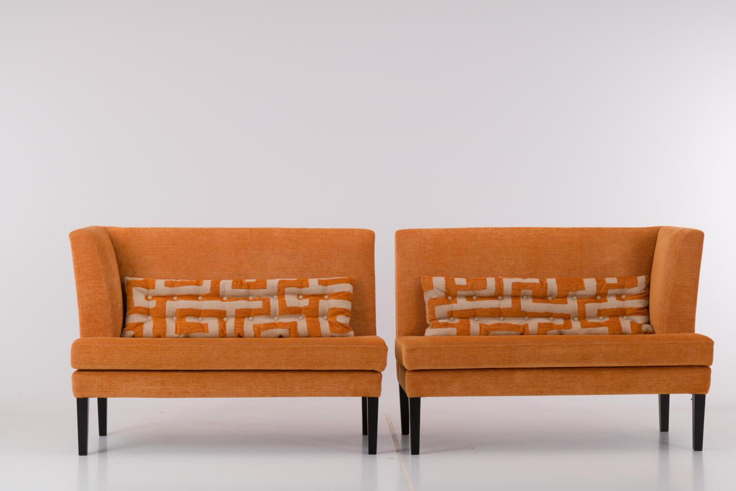 Werther - Sitzgruppe Byblos XL Stoff Jetty 2419 08 Romo Orange Gestell Holz Schwarz Inklusive Rückenkissen - 3