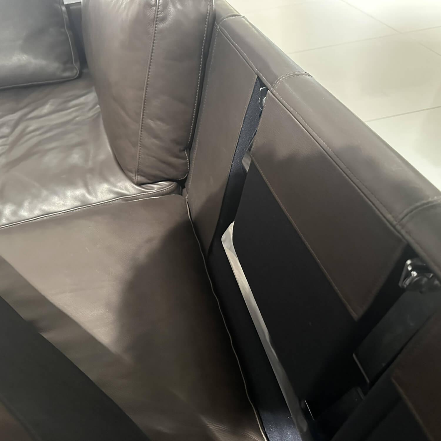 Brühl - Sofa Alba System M Leder 5669 0020 Lama Braun Winkelfuß Verchromt Glänzend Mit Kopfstützenbügel - 7