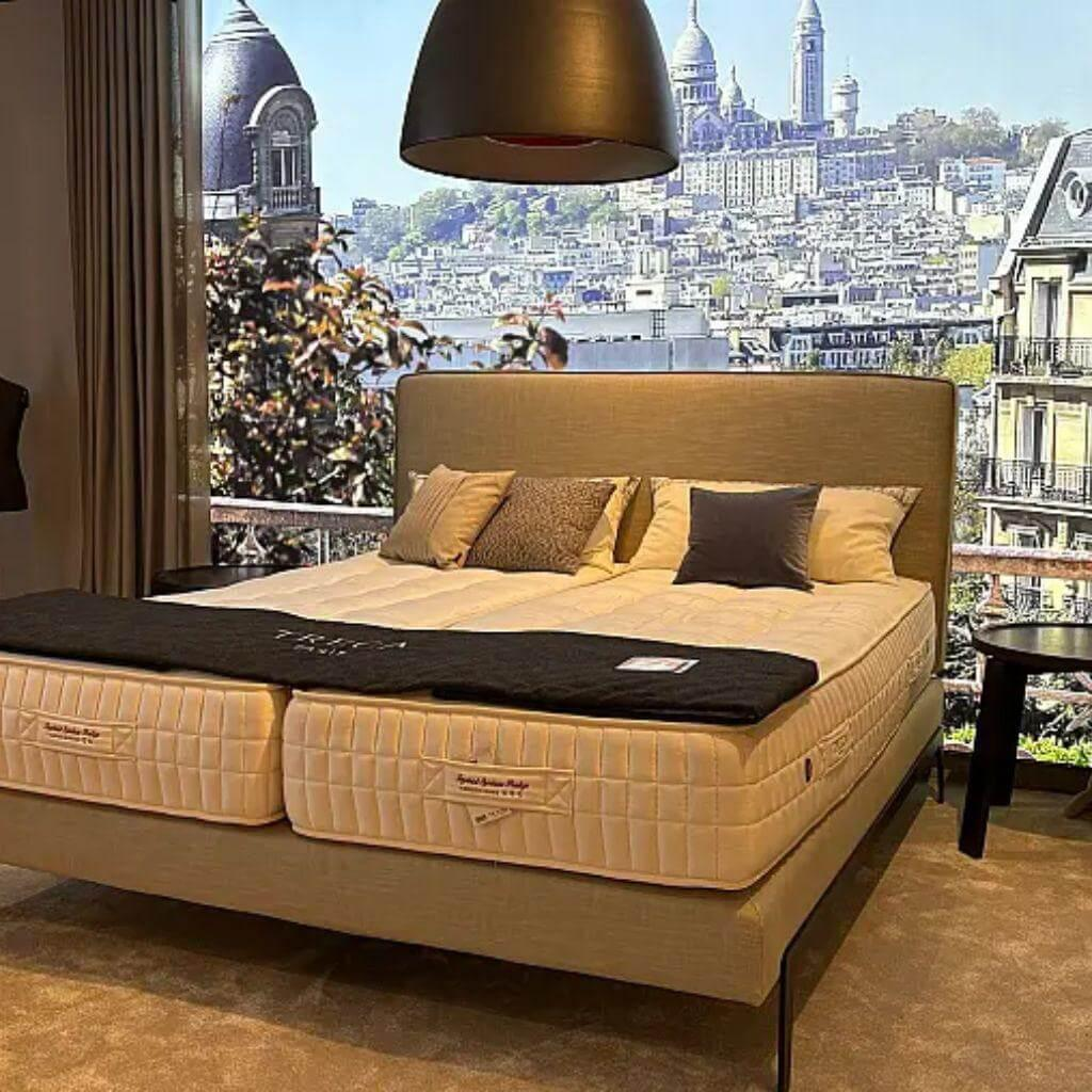 Treca Interiors - Polsterboxspringbett Adonis Stoff Portofino 012 Souris Grau Füße Metall Schwarz - 3