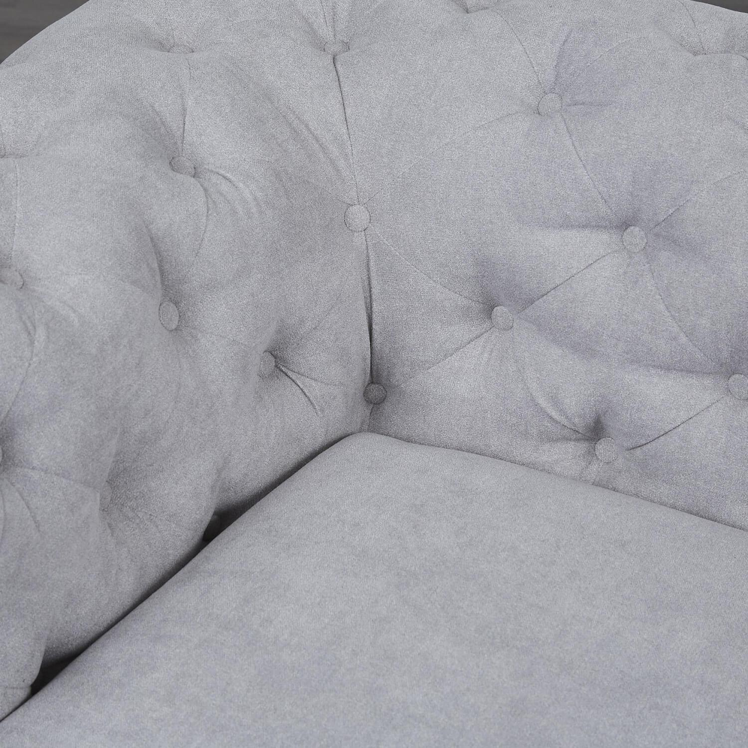Max Winzer - Sofa Chesterfield Stoff Hellgrau Gestell Schwarz - 11