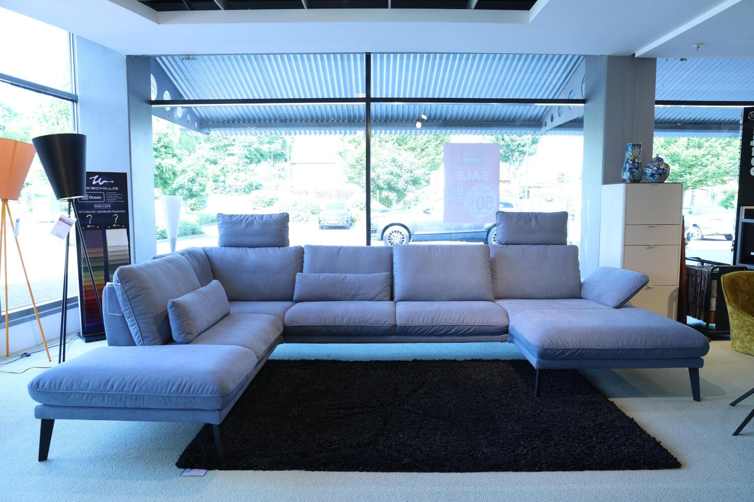 Contur - Ecksofa Co Vieste Bezug 0565 51 Ice Blue Quaderfuß 0681 Metall Schwarz Struktur - 3