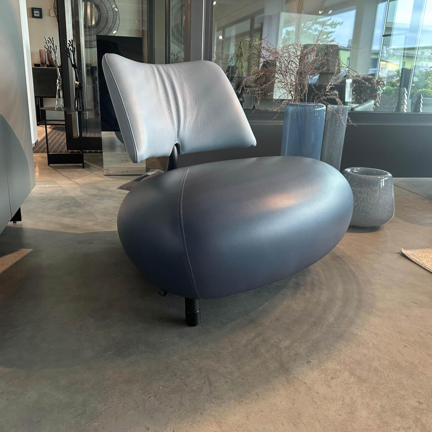 Leolux - Sessel Pallone Pa Leder Senso Sitz 3210 Tempest Blau Und Rücken 3890 Heaven Hellblau Füße Epoxa Granite Matt - 6