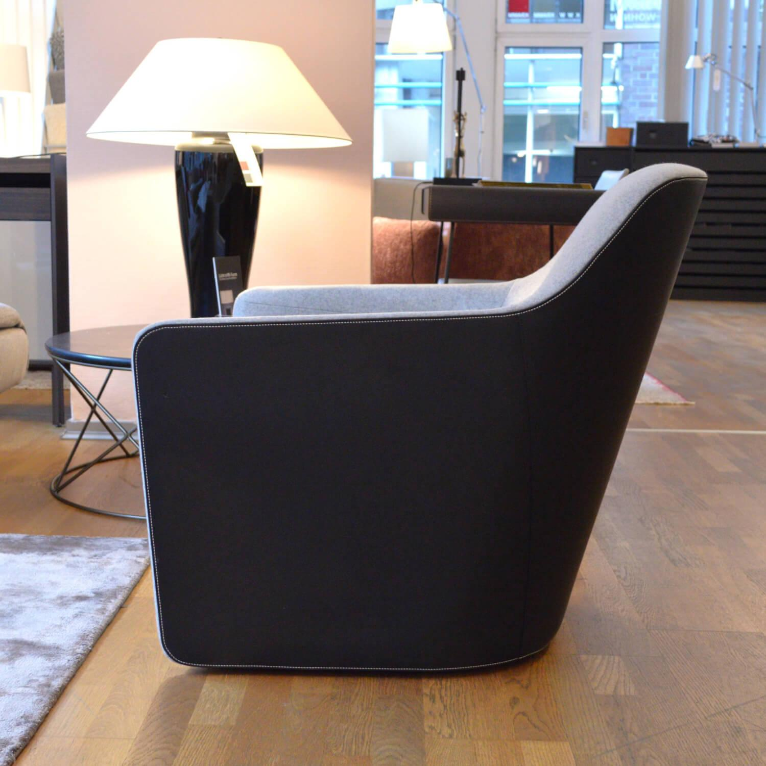 Walter Knoll - Drehsessel Foster 521-10C Stoff Divina Melange 120 Hellgrau Rücken Leder Schwarz - 4
