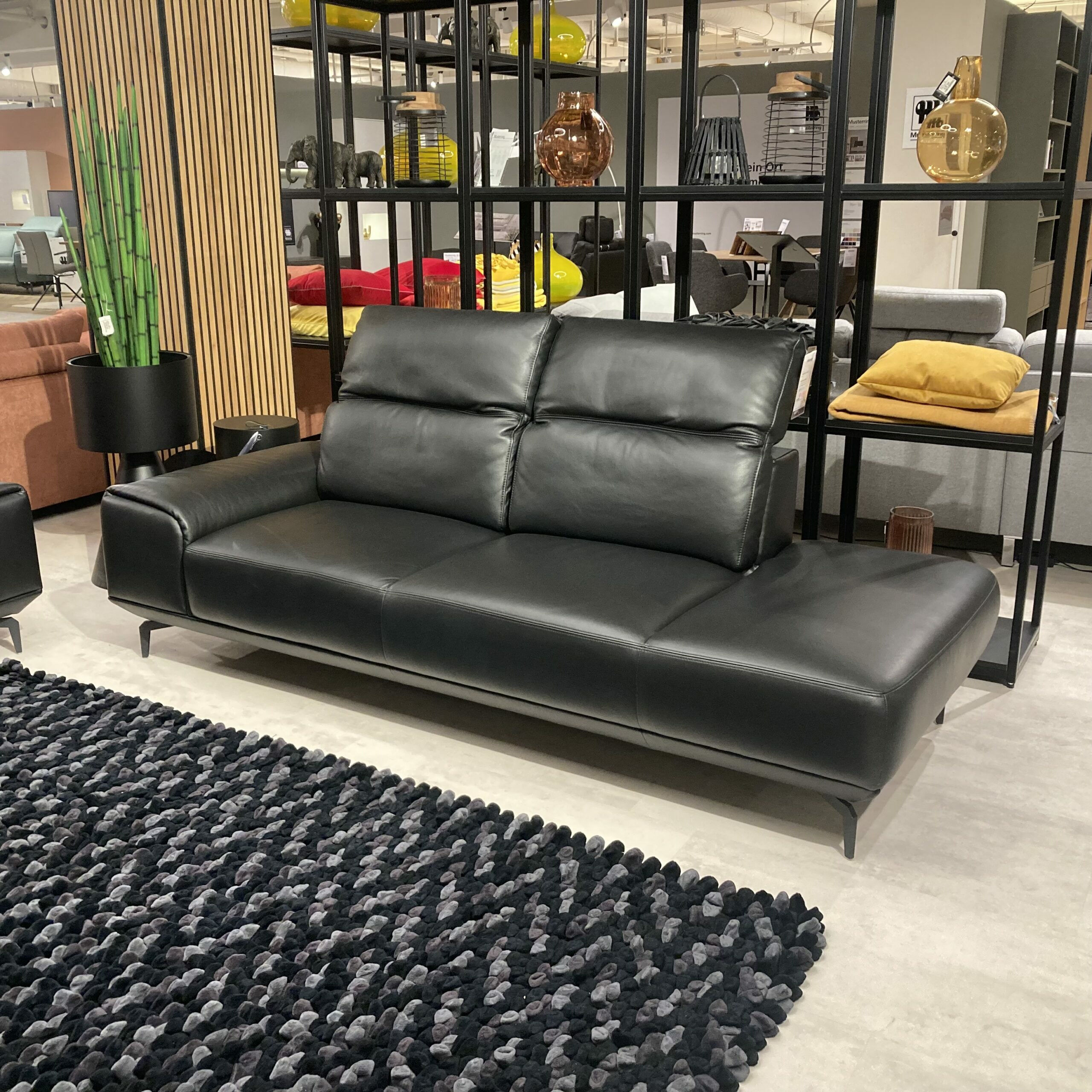 Musterring - Garnitur MR 2490 Leder Z7399 Schwarz Füße Metall Schwarz 2 Sofas - 5