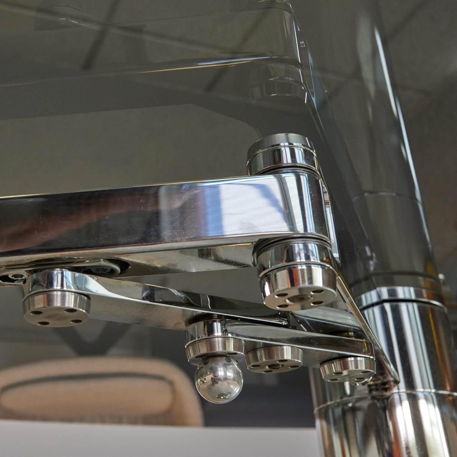 Draenert - Esstisch Titan III Glas Grau Sockel Hochglanz Chrom Ausziehbar - 3