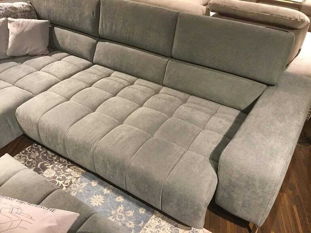 Megapol - Ecksofa Mission S Stoff Grau mit Hocker - 2