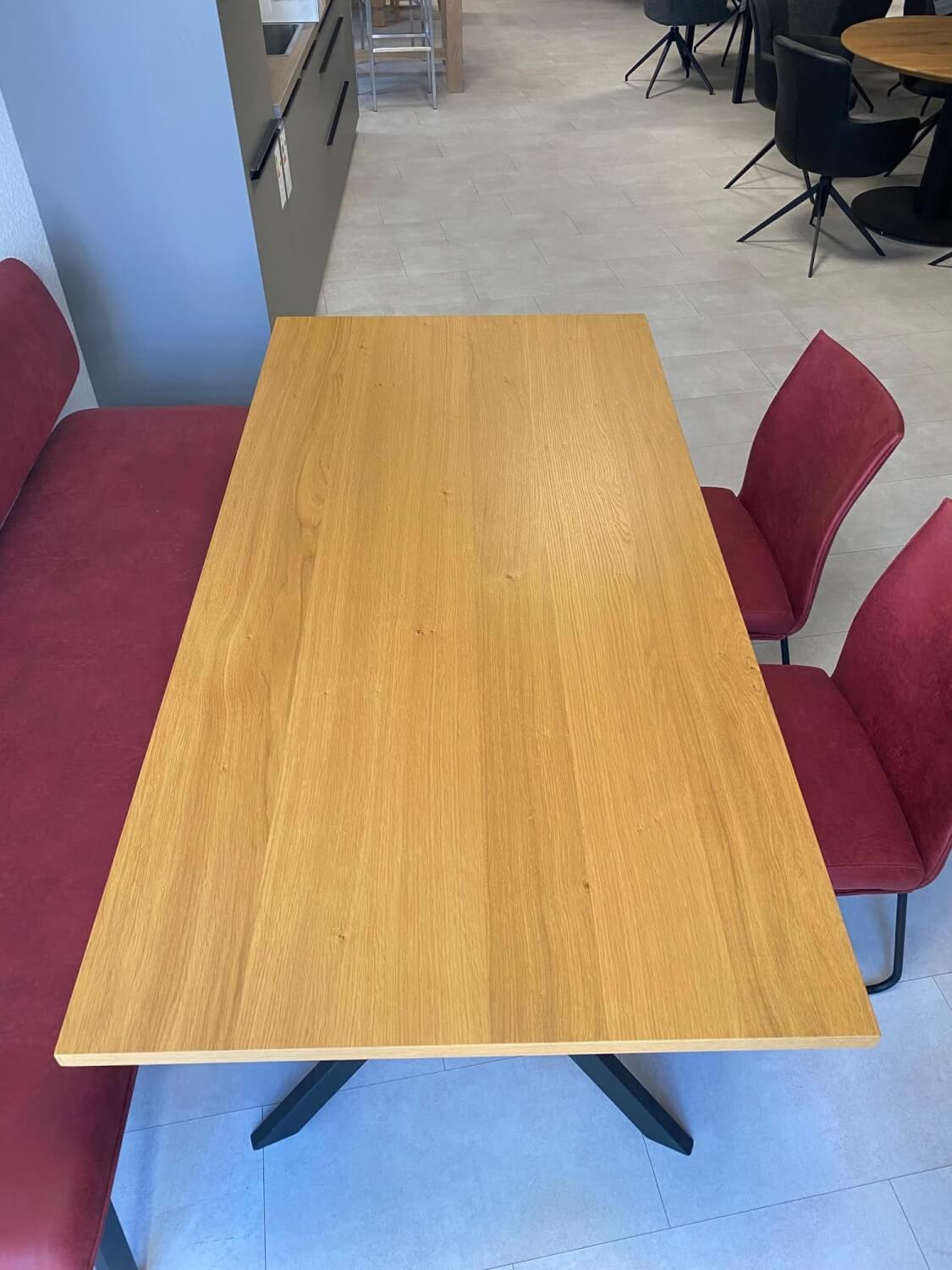 Schösswender - Essgruppe Memphis Kunstleder Season Rot Gestell Metall Schwarz Platte Wildeiche Furniert - 2