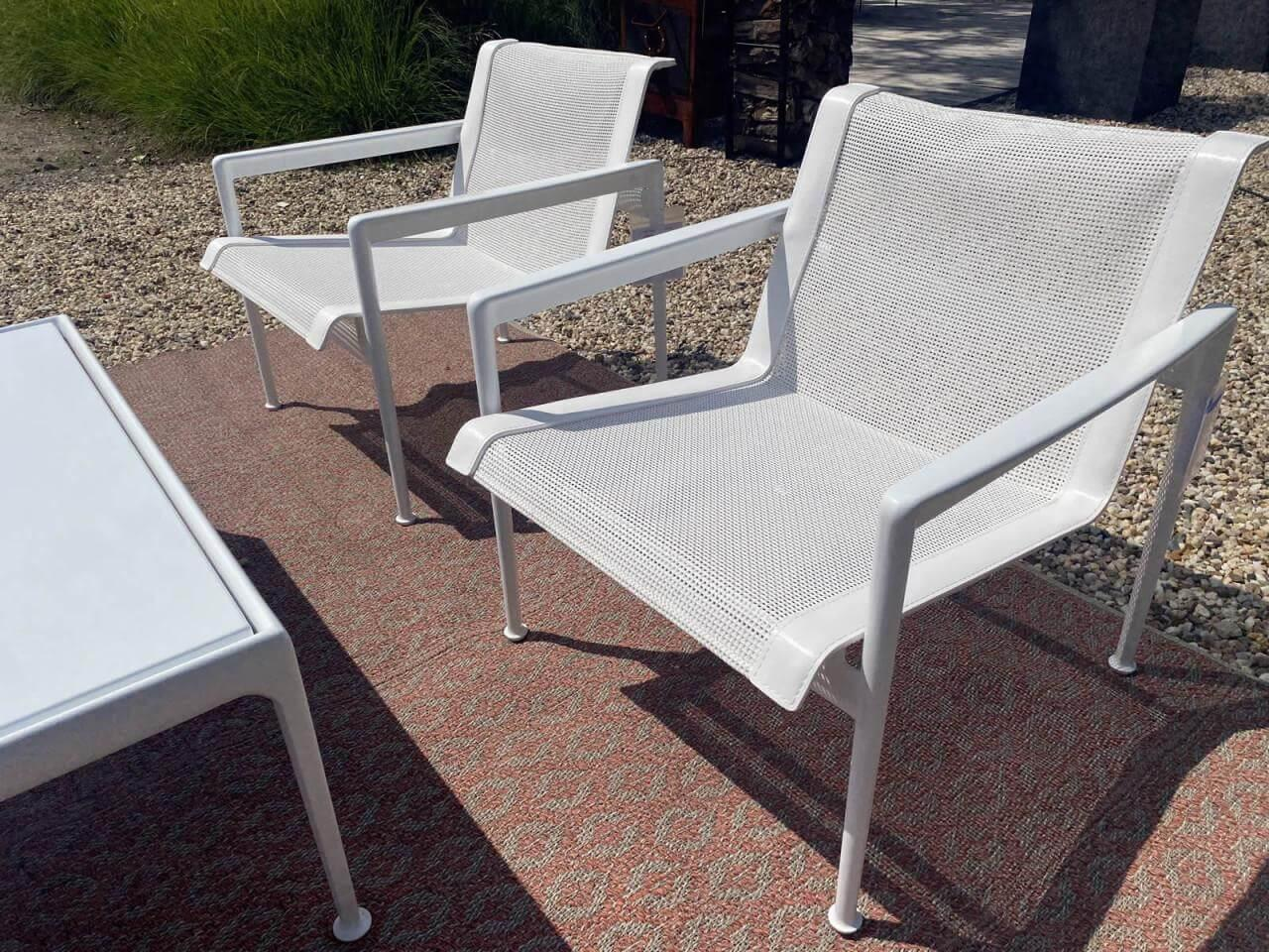 Knoll International - Gartensitzgruppe Schulz Kollektion Stoff Oasys Rust Braun Rot Gestell Und Rahmen Struktur Weiß Inklusive Kissen - 3