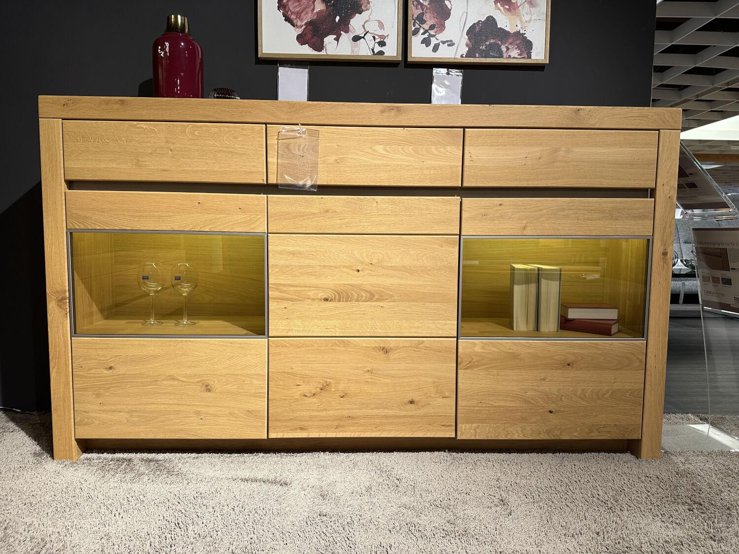 Wöstmann - Highboard Linos 3940 Europäische Wildeiche Massiv Soft Gebürstet Inklusive Beleuchtung Mit Trafo - 2