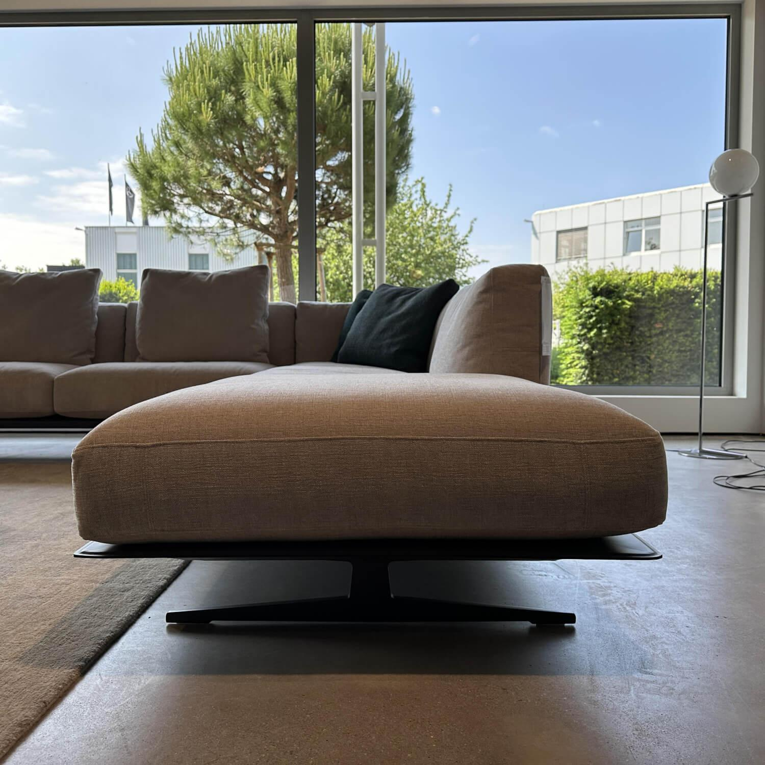Flexform - Ecksofa Soft Dream Stoff Ellisse 1170 Grau Platform Leder 5003 Grau Füße Metall Brüniert - 5