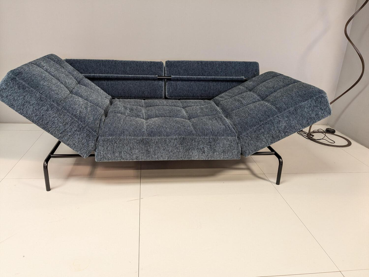 Brühl - Schlafsofa Jerry L Stoff 2066 Blau Füße Schwarz mit Klappfunktion - 6