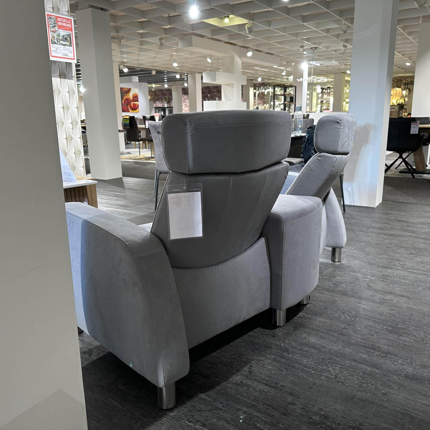 Stressless - Sofa Zweisitzer Arion 19 Hoch Bezug Dinamica Dark Grey Dunkelgrau Füße 88 Stahl Rund Sektortisch In Eiche - 5