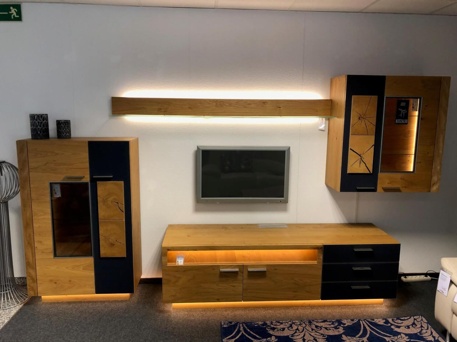 Schröder Franz - Hangelement Kitzalm Solid Plus K050 Eiken kern natuurlijk gefineerd Geborsteld accentglas leigrijs Inclusief verlichting - 2