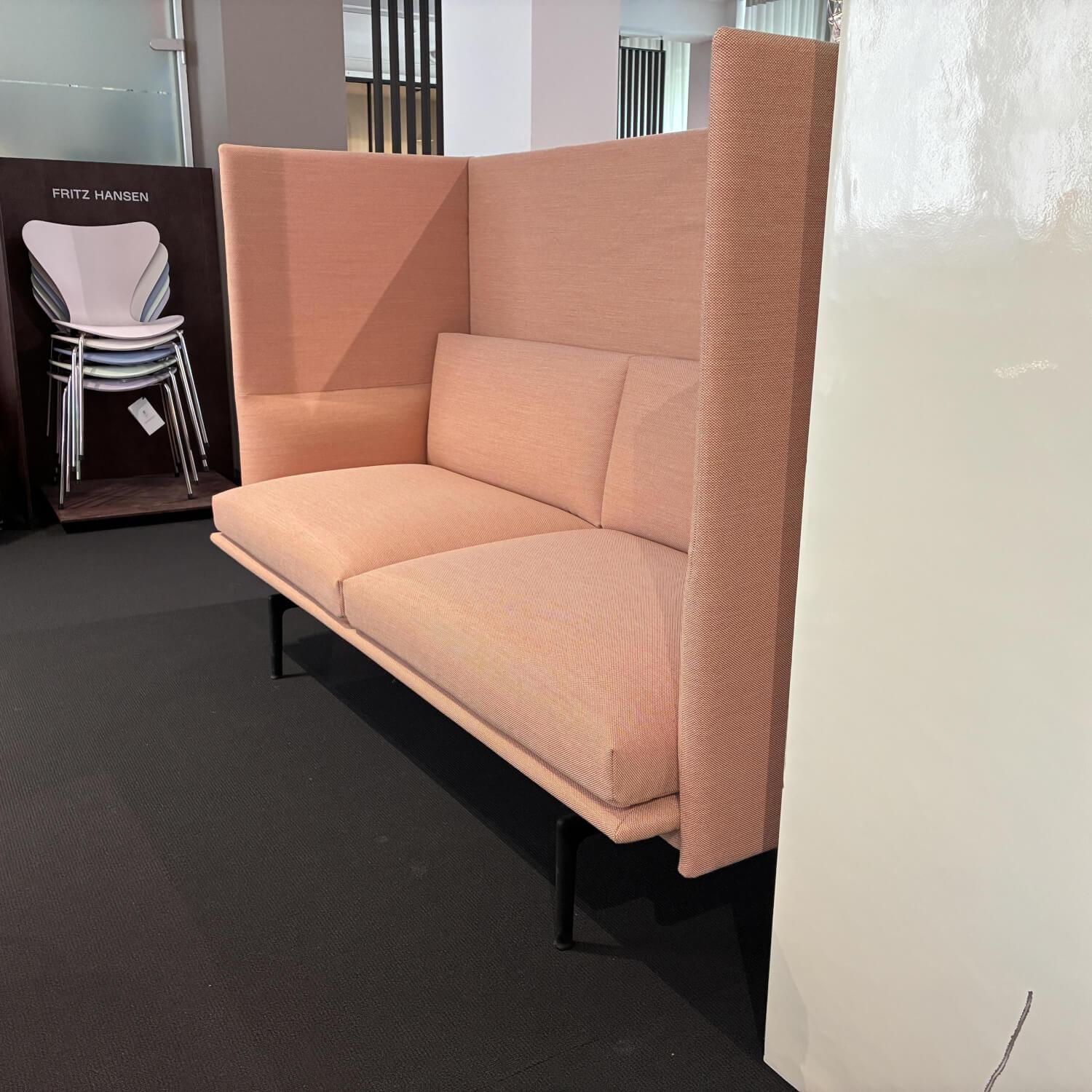 Muuto - Sofa Outline Highback Stoff Kvadrat Steelcut Trio 515 Rosa Füße Metall Schwarz - 4