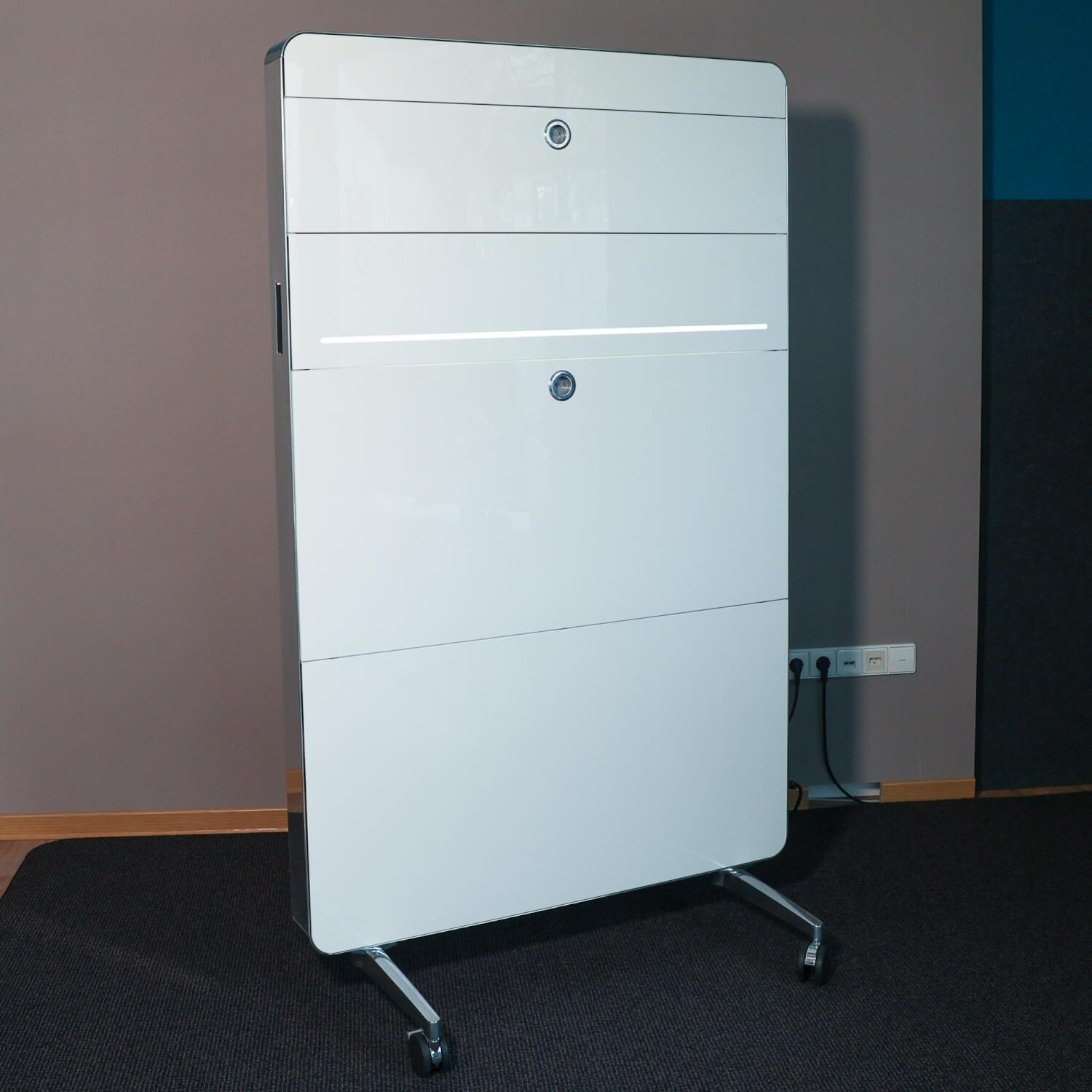 mobica+ - Mobiler Arbeitsplatz Nomado Kantenschutz Aluminiumprofil Wand Hochglanzbeschichtung Fuß Aluminium Poliert - 11