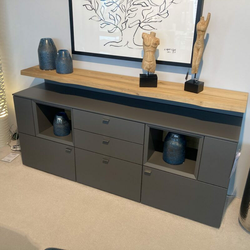 Venjakob - Sideboard Vitus Lack Schiefergrau Matt Ablage Eiche Rustico Hell Geölt - 2