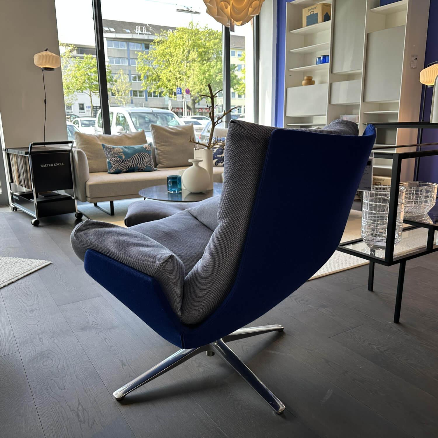 COR - Sessel Cordia Lounge Stoff 10081 Sea Blau Schale Stoff Divina 791 Blau 4-Fuß Gestell Aluminium Poliert Inkl. Hocker - 7