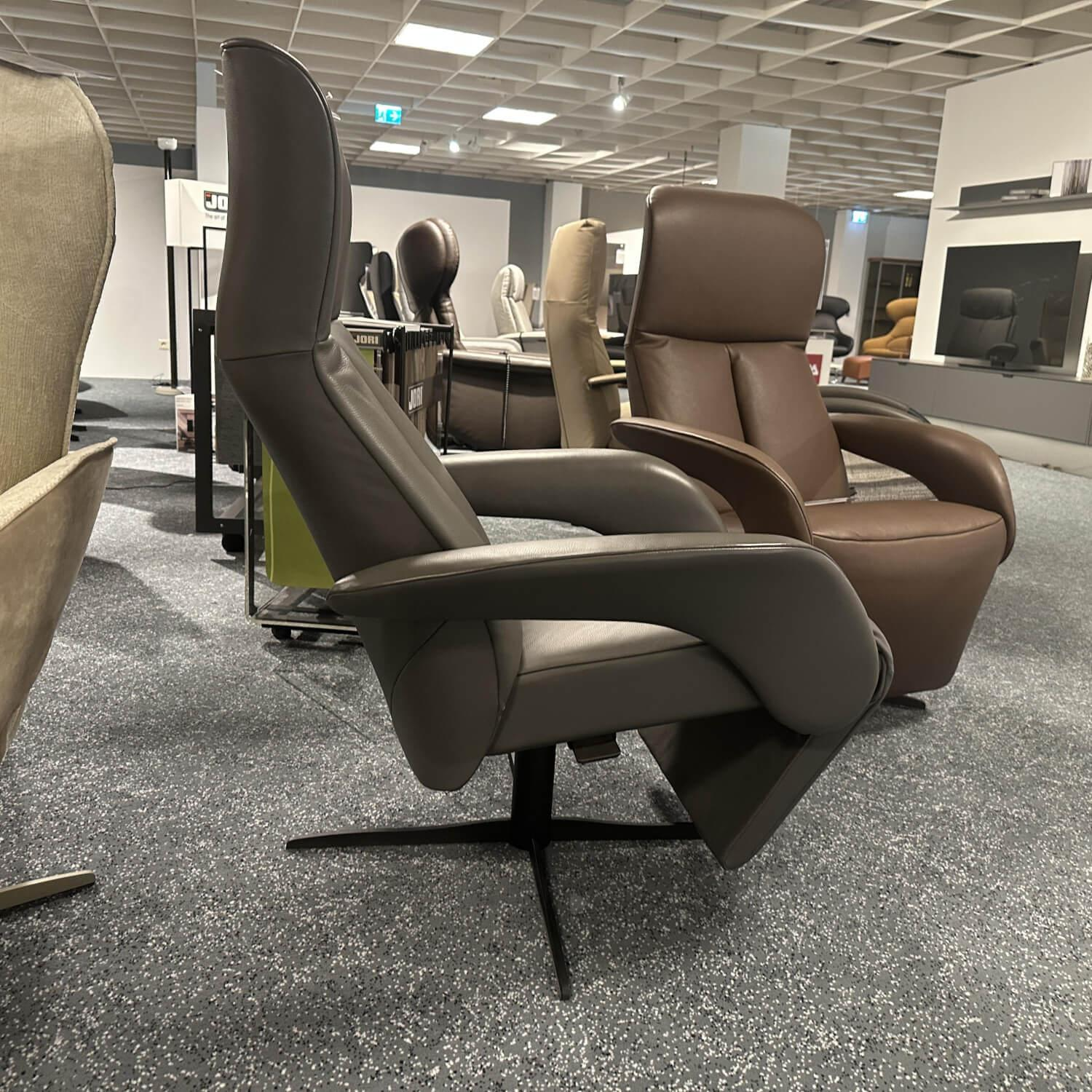 Jori - Relaxsessel Symphony JR 3860 Multi Move Medi Leder Celia Smoke Grau Braun 4 Stern Fuß Gewellt Schwarz Lackiert - 2