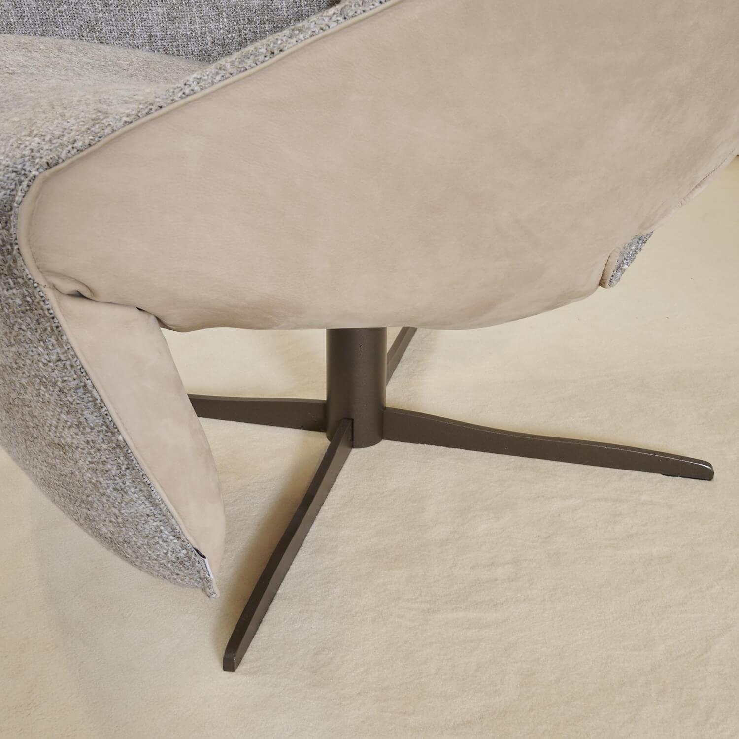 Jori - Funktionssessel Daydreamer Mit Nackenkissen Bezug Innen Stoff Aco 212|F2a Grau Außen Leder Nubuk Creme - 9