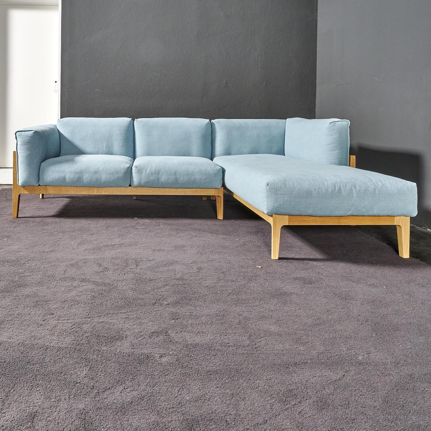 COR - Ecksofa Elm Stoff 9125 Hellblau Gestell Eiche Massiv Natur Geölt - 6