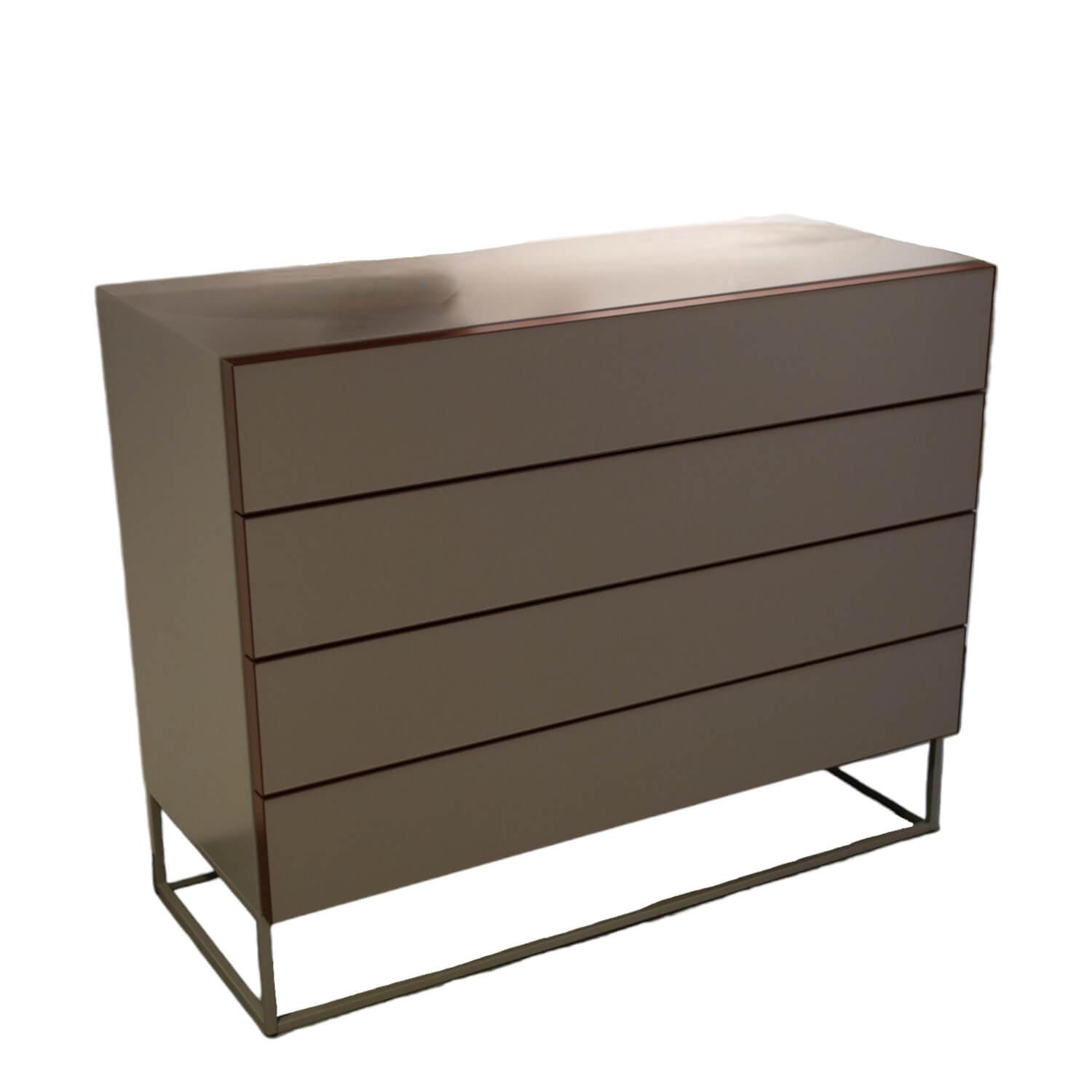 Kettnaker - Kommode Mio Lack Matt Asphalt Front Mattglas Asphalt Mit Rahmen Metall Beere, Schubkastenzarge Lackiert Beere - 1
