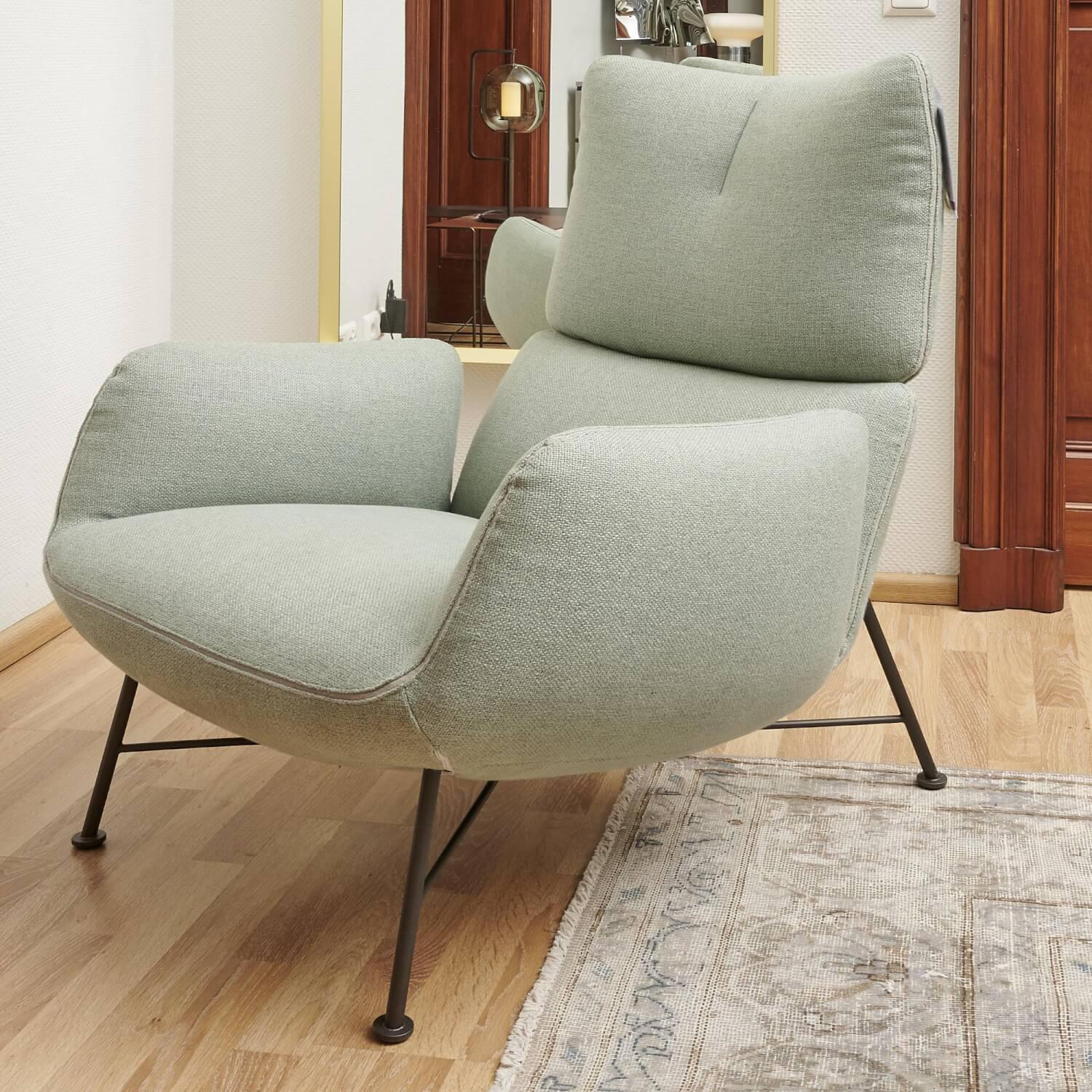 COR - Sessel Jalis Lounge Stoff 8305 Mintgrün Grün Grau Drahtgestell F01 Schwarzbraun Inklusive Hocker - 12