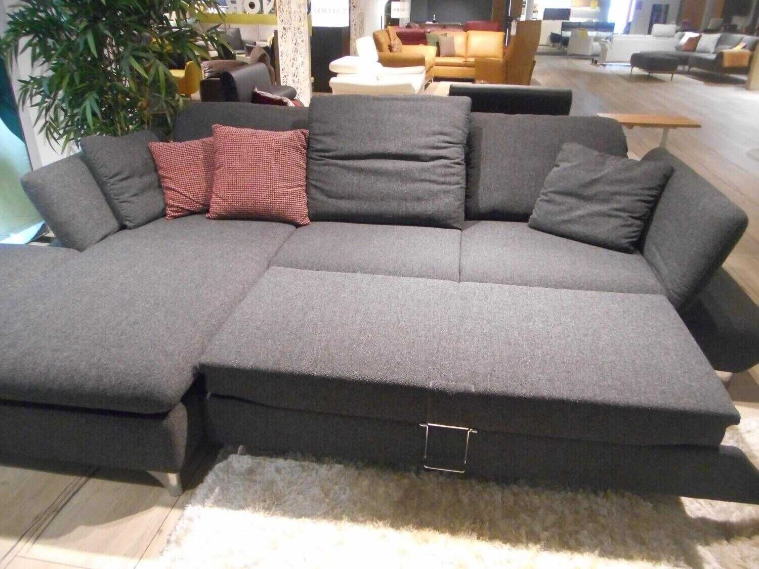 W. Schillig - Ecksofa 15278 Stoff SK50 Schwarz mit Hocker und 2 Kissen - 5