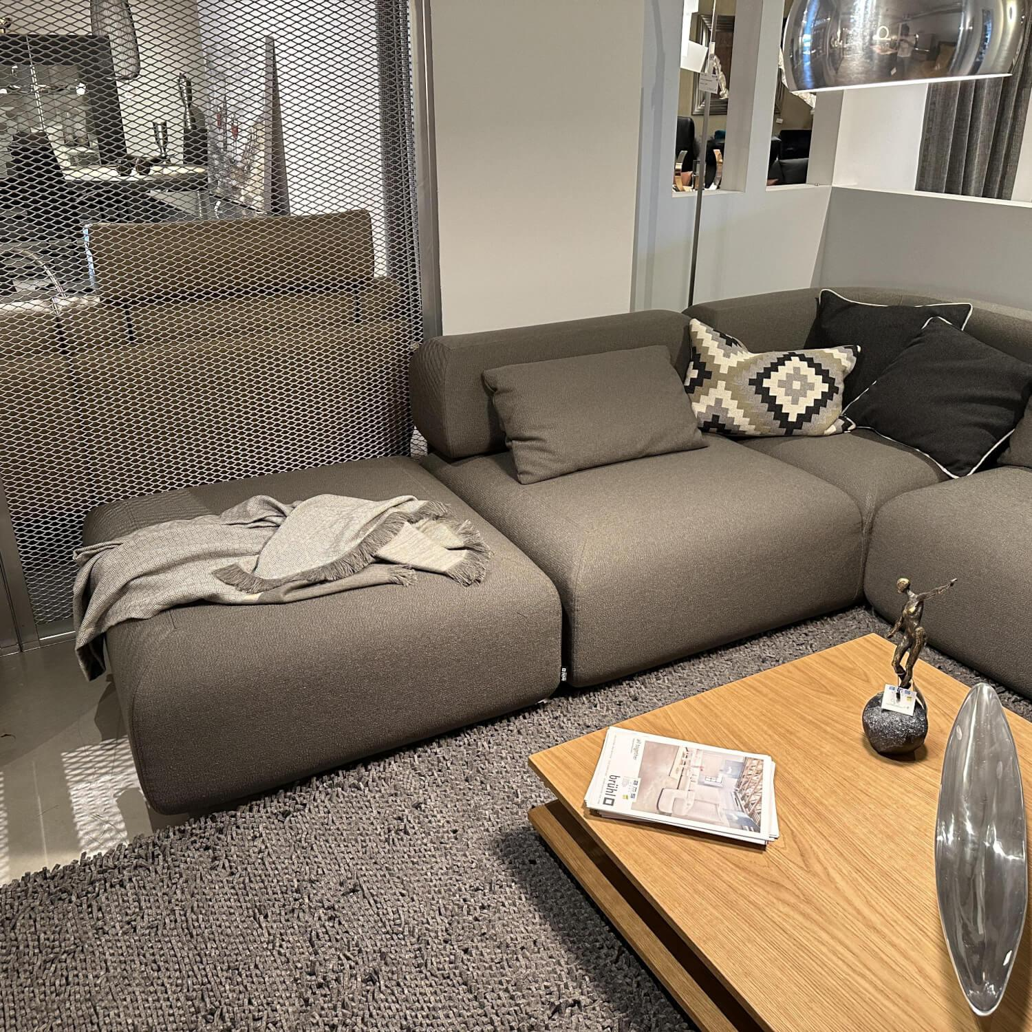 Brühl - Ecksofa All Together 73620 Stoff 3677 95 Grau Inklusive Kissen Und Hocker - 6