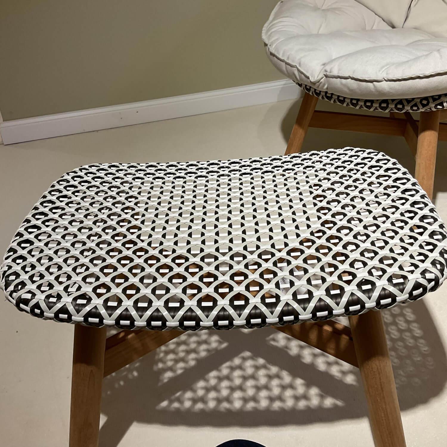 DEDON - Hochlehnsessel Mbrace Stoff A 462 Cool Sage Grau Fasergeflecht Pepper Füße Teak Inklusive Hocker Und Kissen - 11