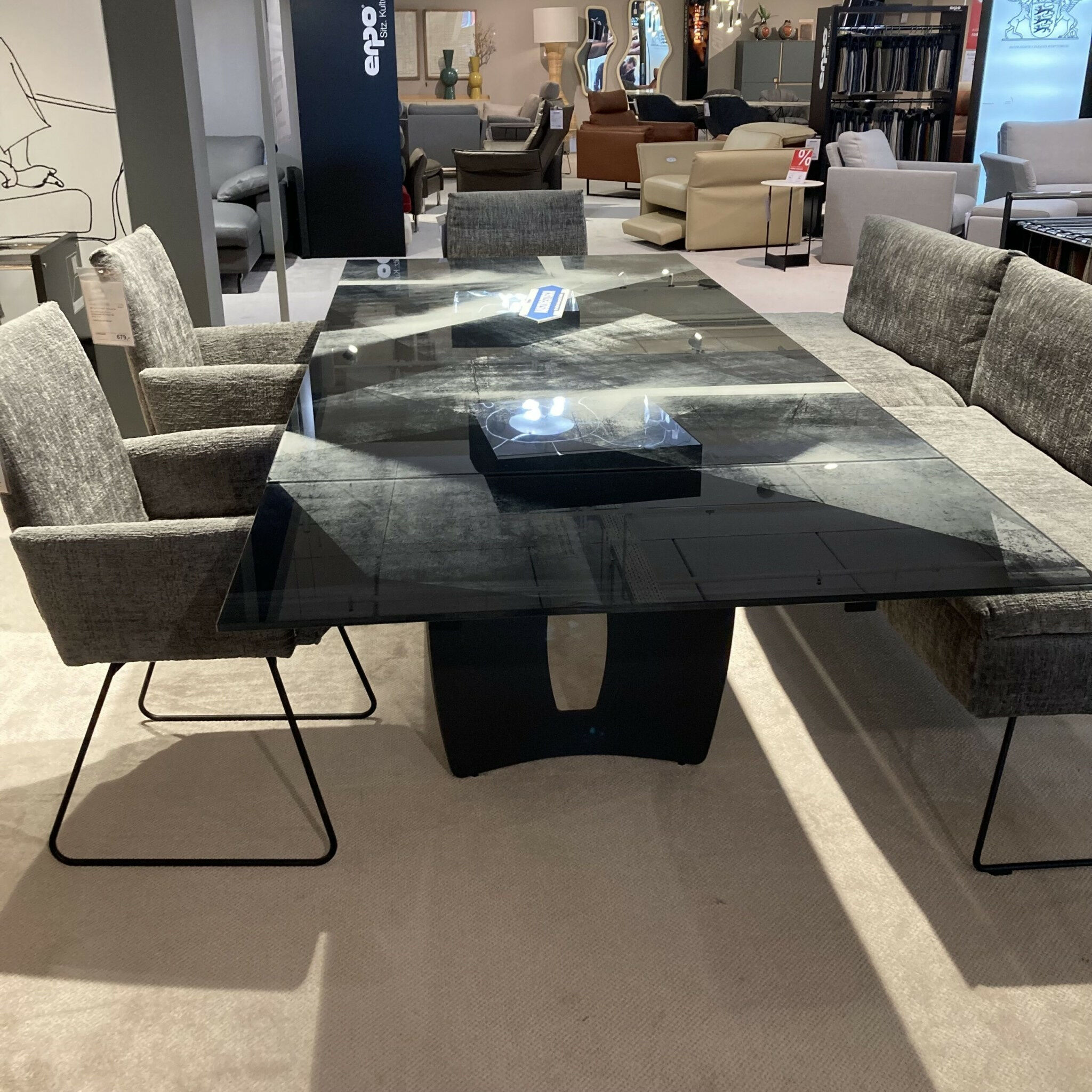 WK Wohnen - Esstisch WK 895 Platte Glas Gestell Metall Schwarz - 5