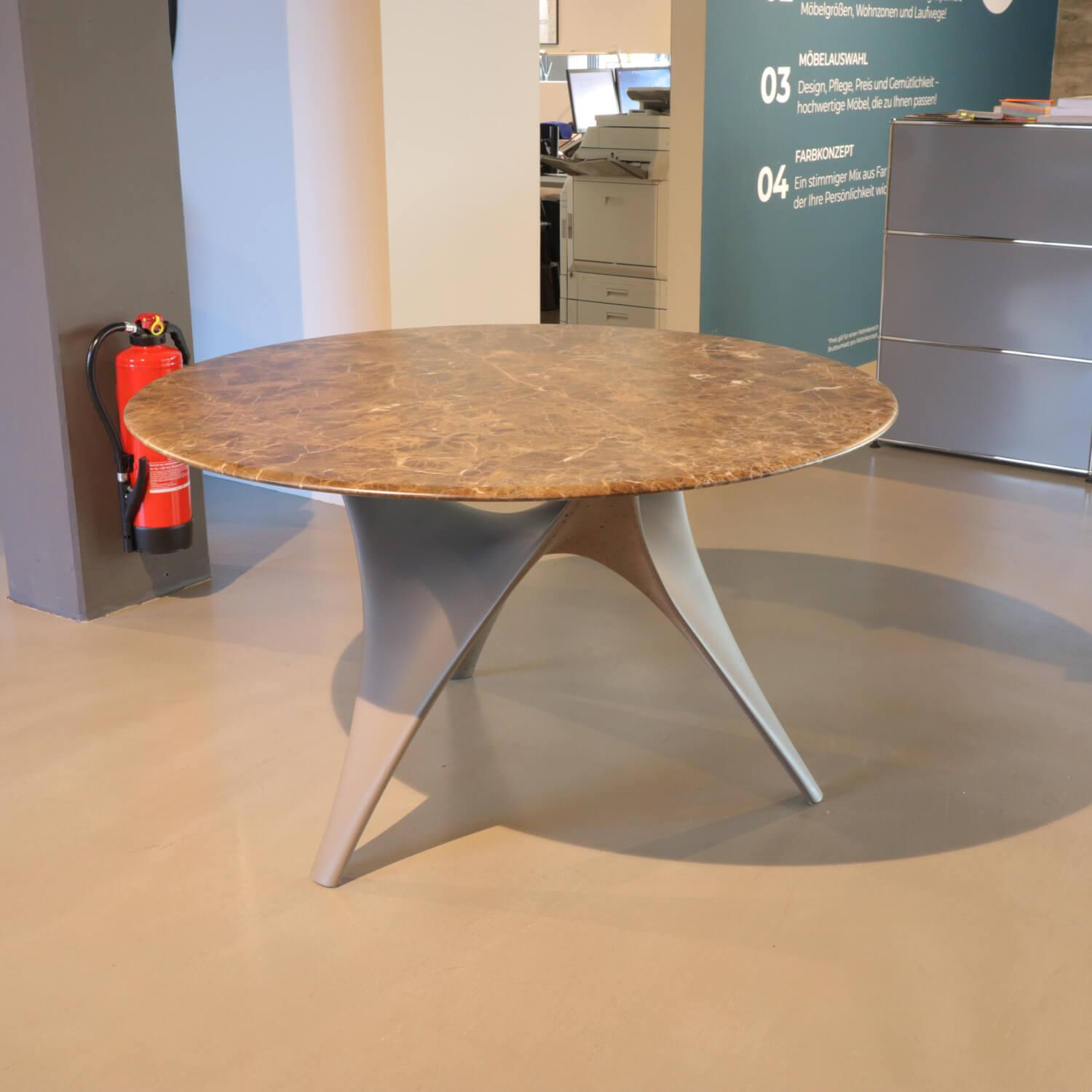 Molteni & C - Esstisch Rund Arc Platte Marmor Emperador Dark Gestell Bronze - 6