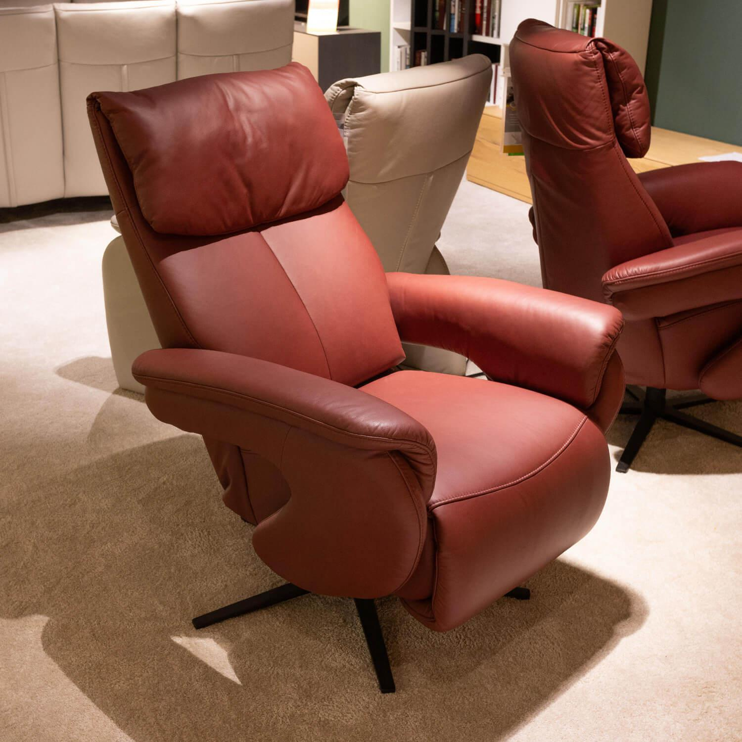 Comfortmaster - Sessel Easyswing 7304 Leder 24 Longlife Cabern Rot Sternfuß Anthrazit Pulverbeschichtet - 3