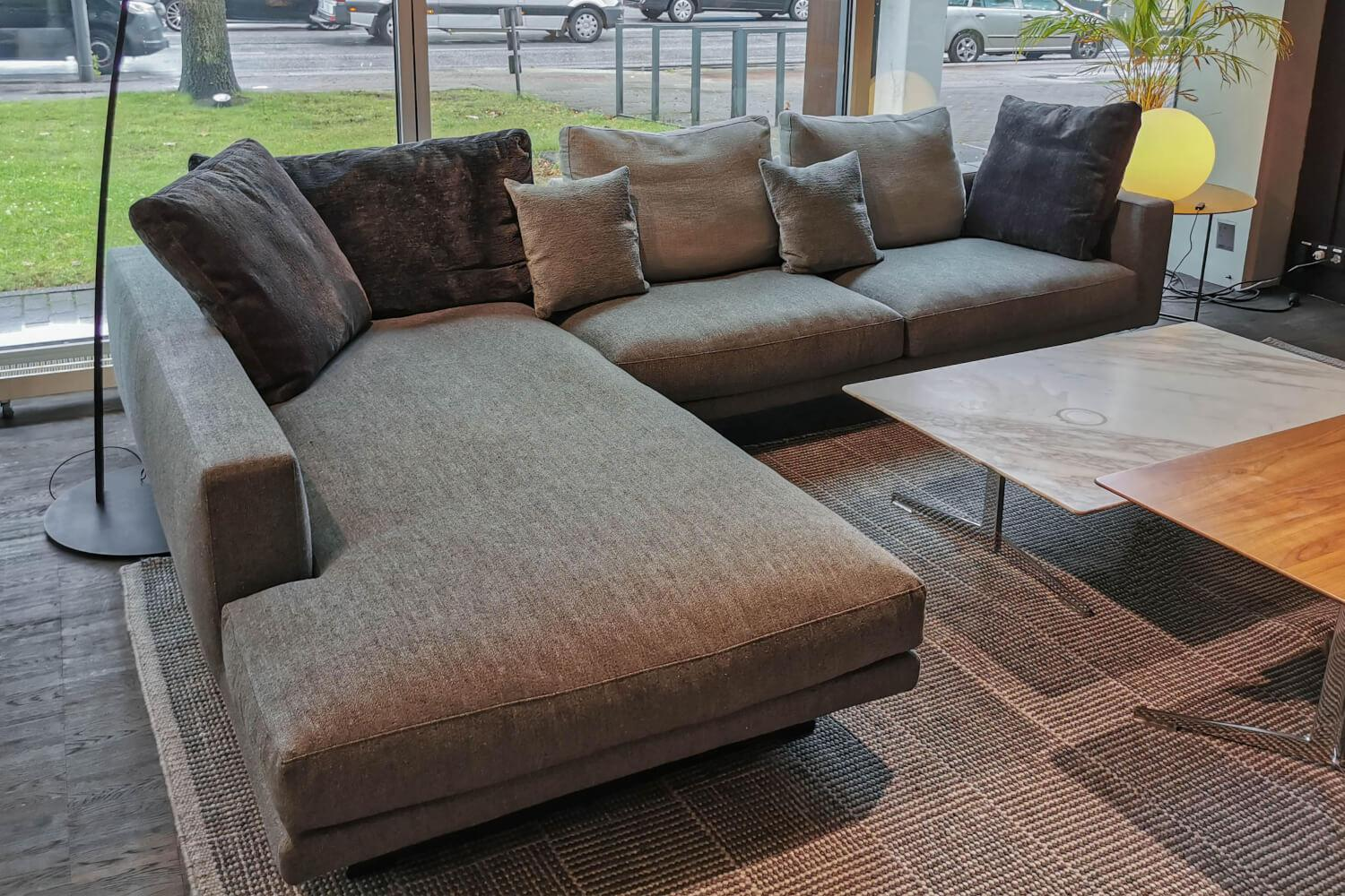 Flexform - Ecksofa Campiello Bezug Stoff Stoff Evelin 596 Grau Füße Brüniert Inklusive Kissen - 8
