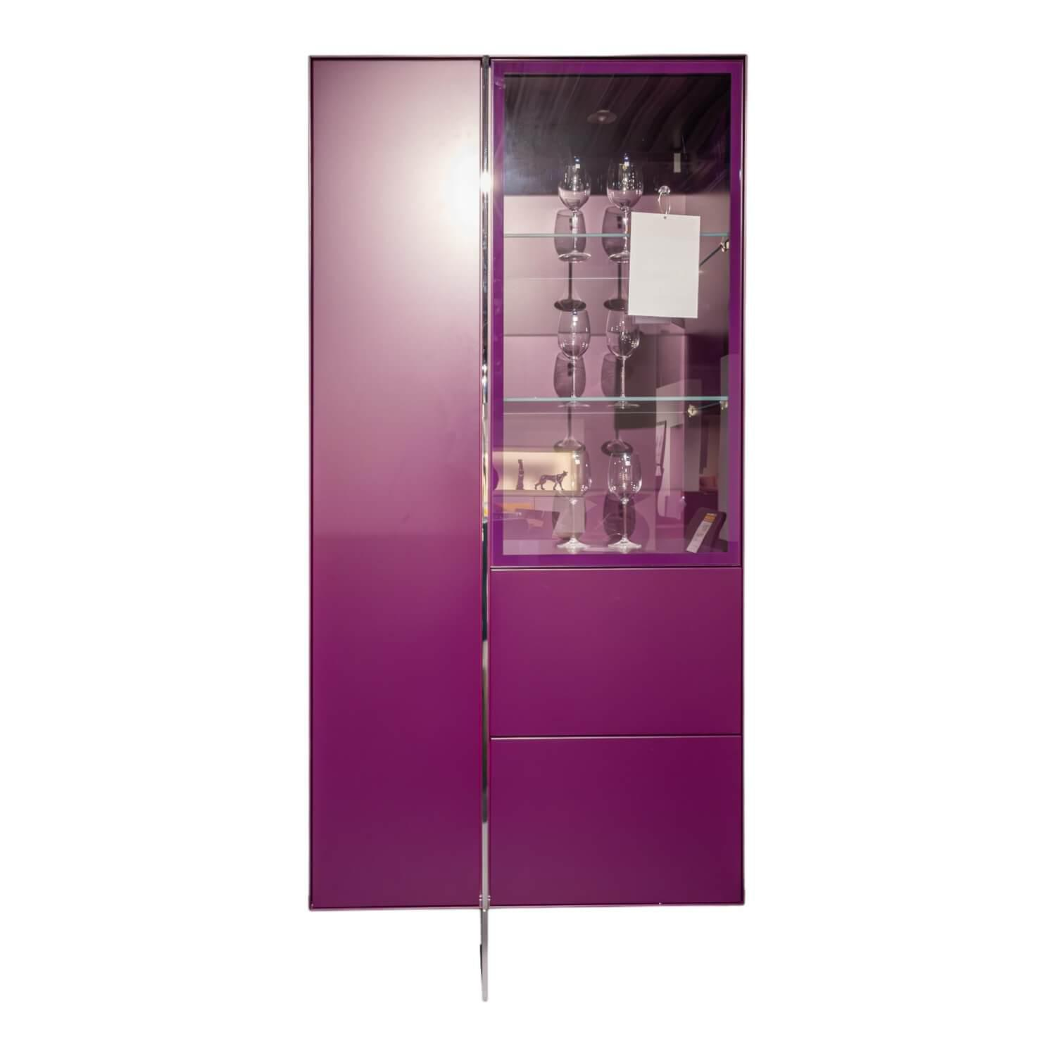 Vitrine Fonis Lack Aubergine Metall Chrom Inklusive Beleuchtung