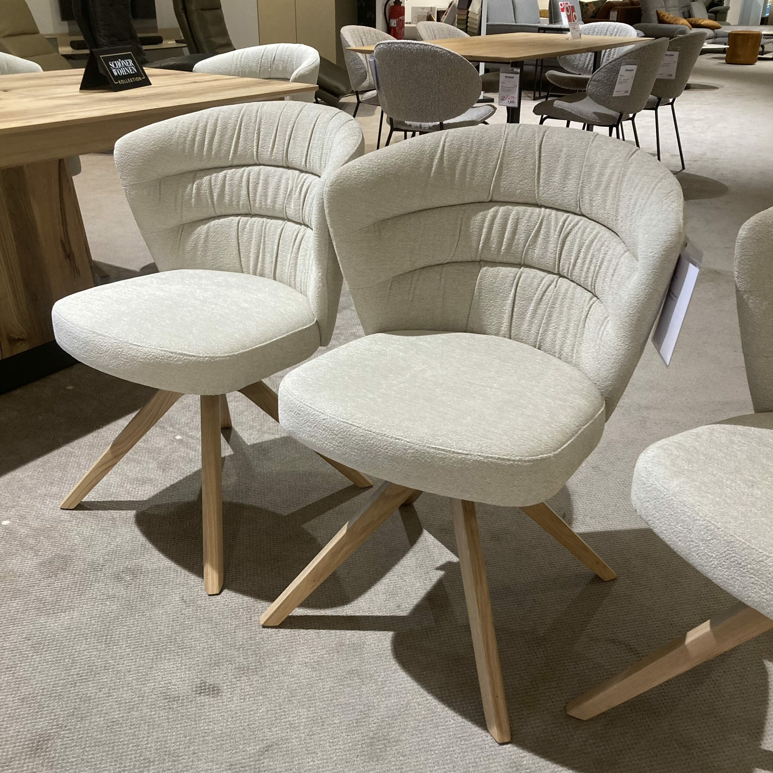 Venjakob - 6er-Set Drehstuhl Capri Stoff Funchal Beige Gestell Wildeiche Hell Gölt - 5