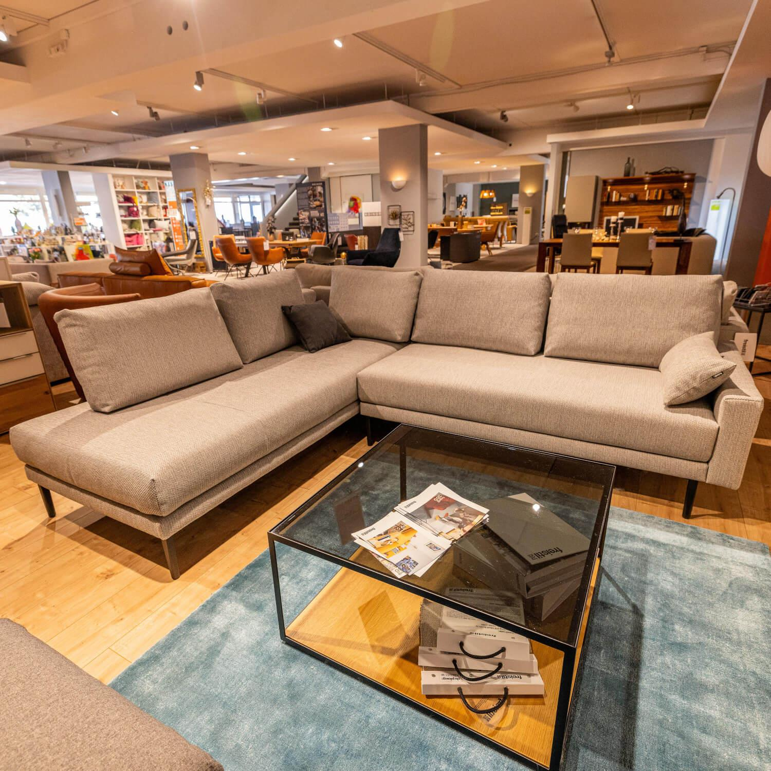 freistil Rolf Benz - Upholstered suite 170 Fabric 4020 Silver gray Steel base black Including 2 cushions - 9