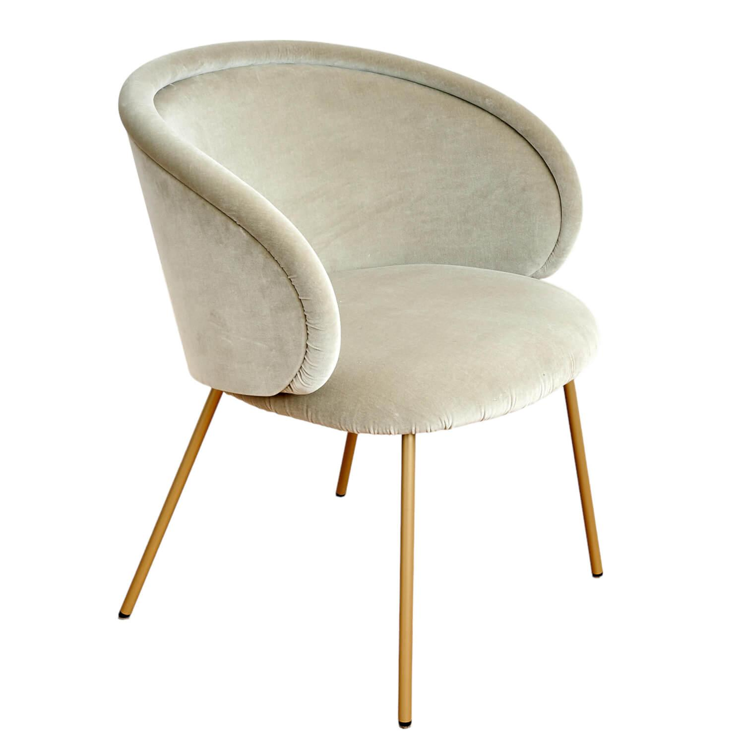 Freifrau - Armlehnstuhl Ona Bezug Stoff Velour Kvadrat Harald 3 143 Goldbeige Beige Stahlgestell Ona Messing ME021 - 1