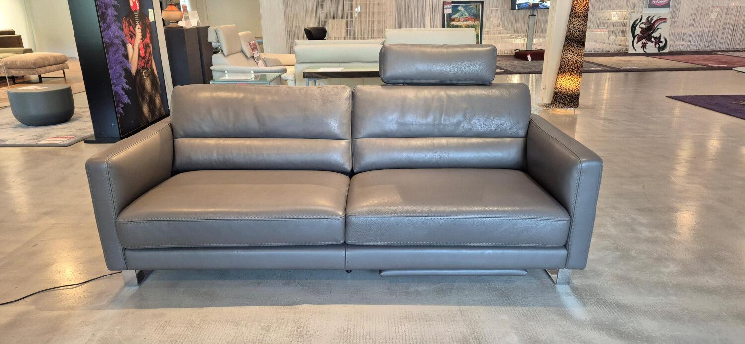 Violetta - Sofa Tino leather 80 night gray with headrest and footrest - 2